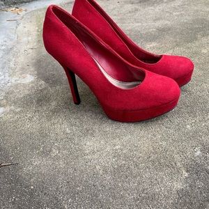 Red platform heels